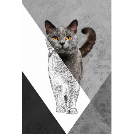 Vinilo Adhesivo Gato Gris Coleccion Pintura Animales 0017